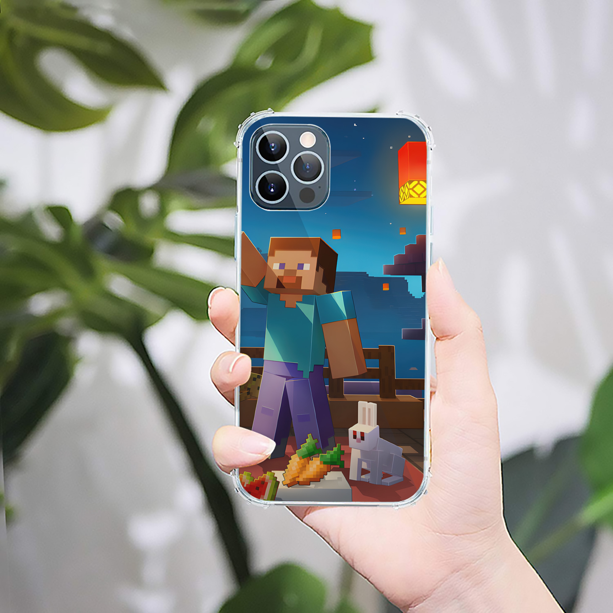 （画像用） マインクラフト ブロックの世界 Minecraft MC Block world 【iPhone 12シリーズ対応】透明スマホケース（クリアソフトケース）